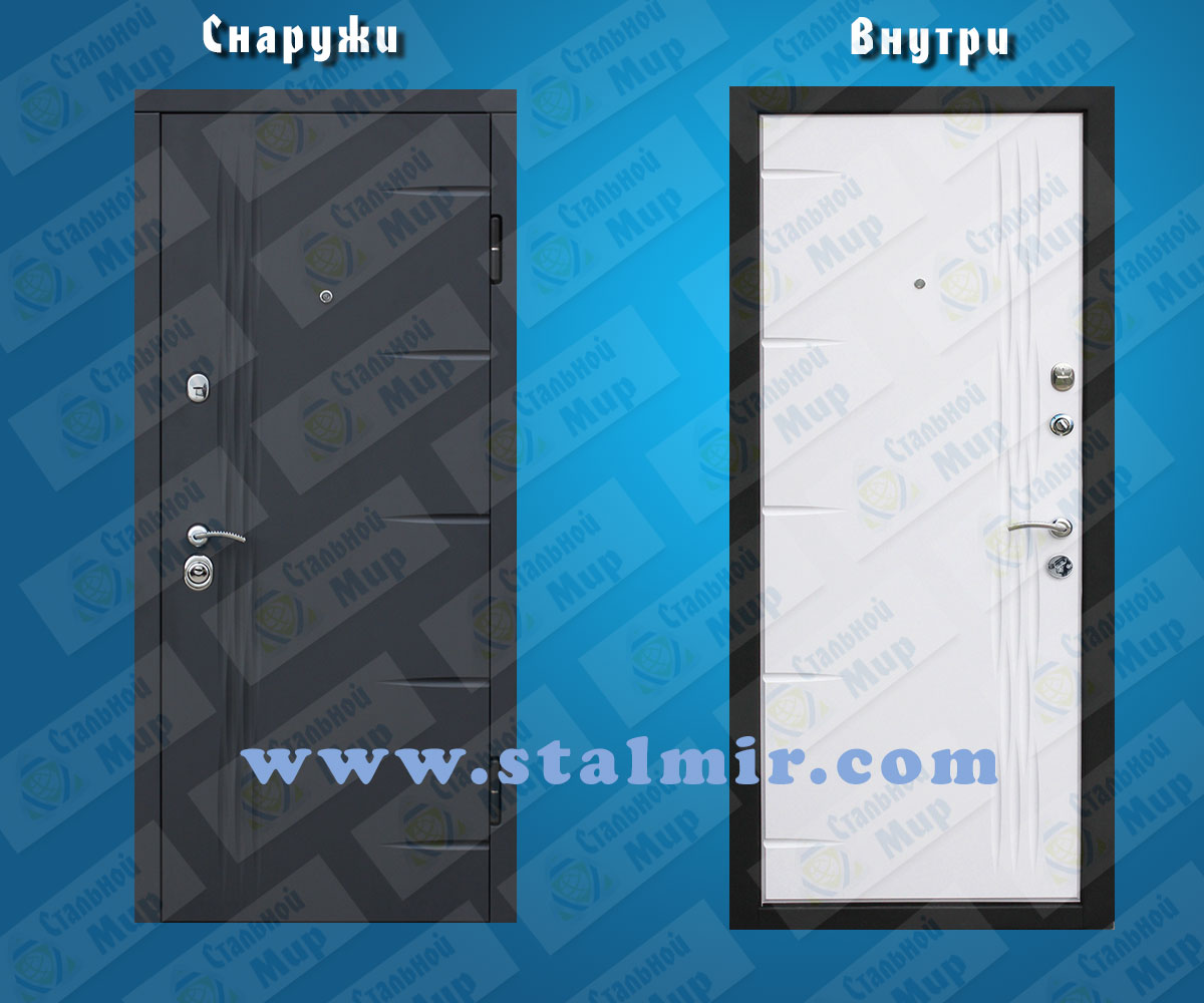дверь стальная модель Графит Антрацит белый матовый
